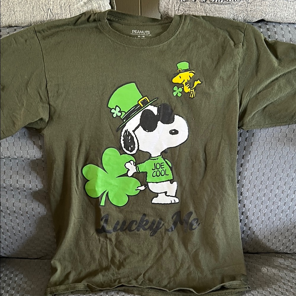 Peanuts Snoopy Green and White Short Sleeve Tee
